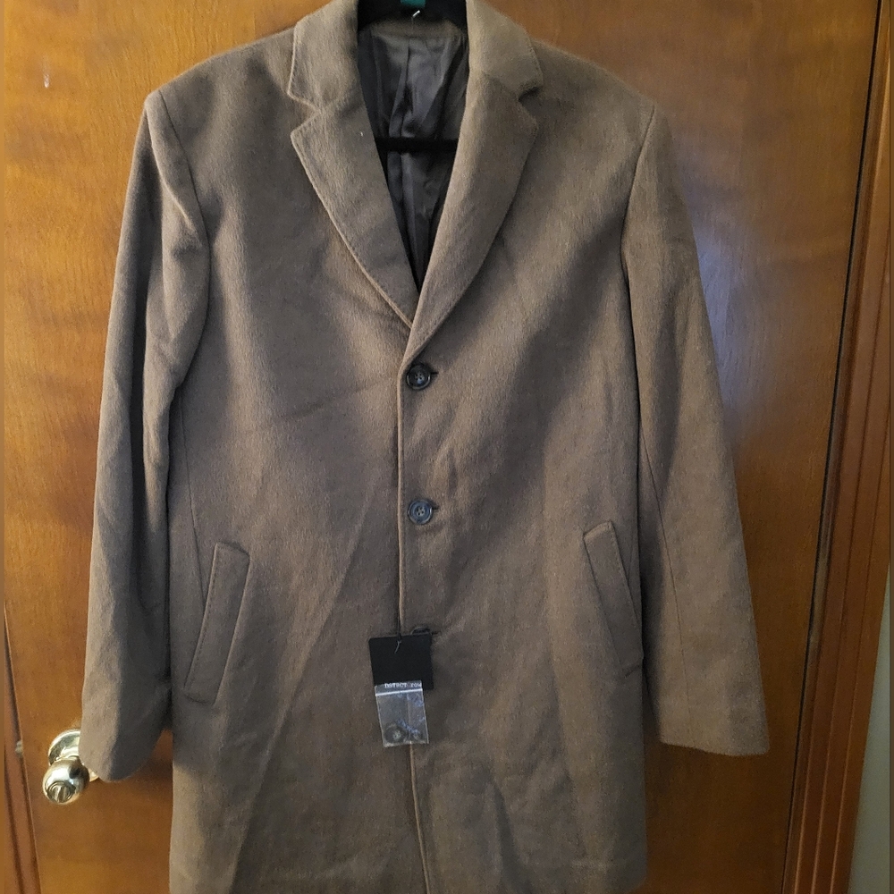Dstrct & Row Mens Peacoat Brown Size Small NWT Wool Blend